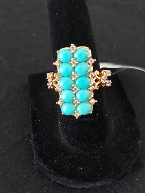 Sleeping Beauty Turquoise And White Zircon Cocktail Ring